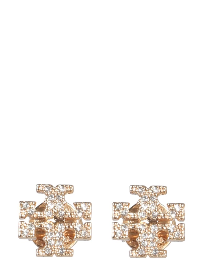 Tory Burch Crystal Logo Earrings - Gold