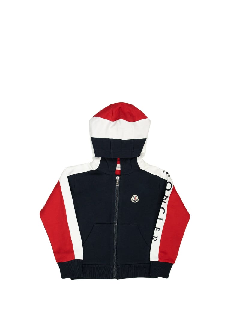 Moncler Zip Up Cotton Hoodie Blue - Blu