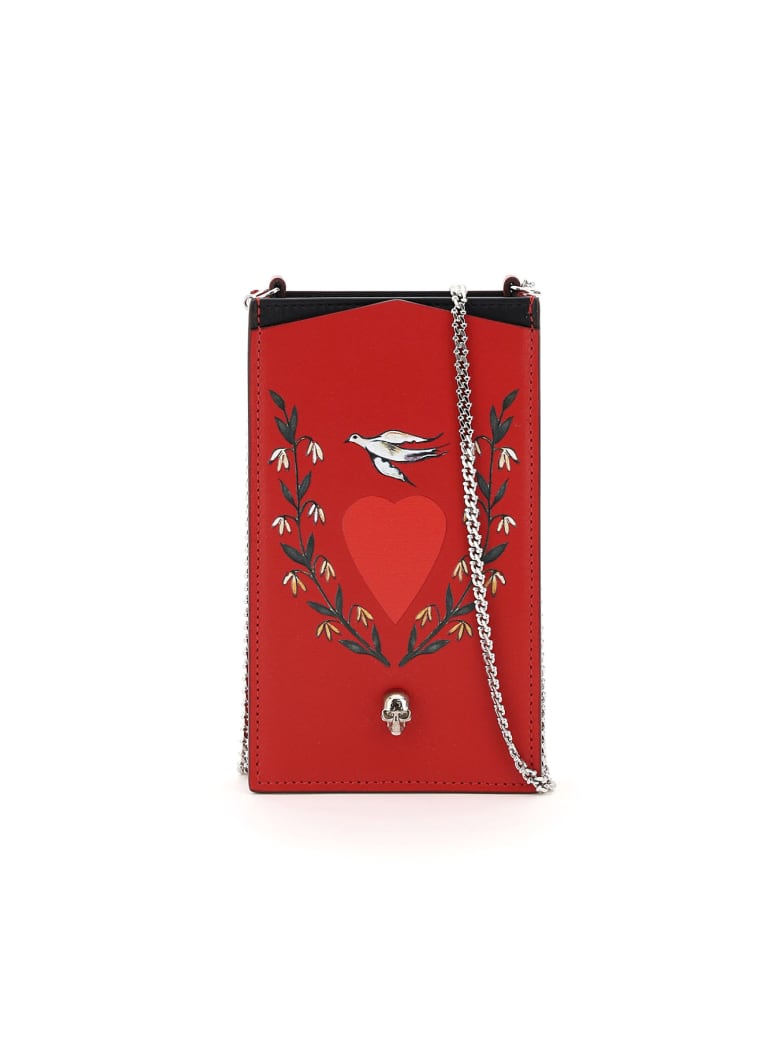Alexander McQueen Phone Case With Print And Chain - RED MULTI BLACK (Red)
