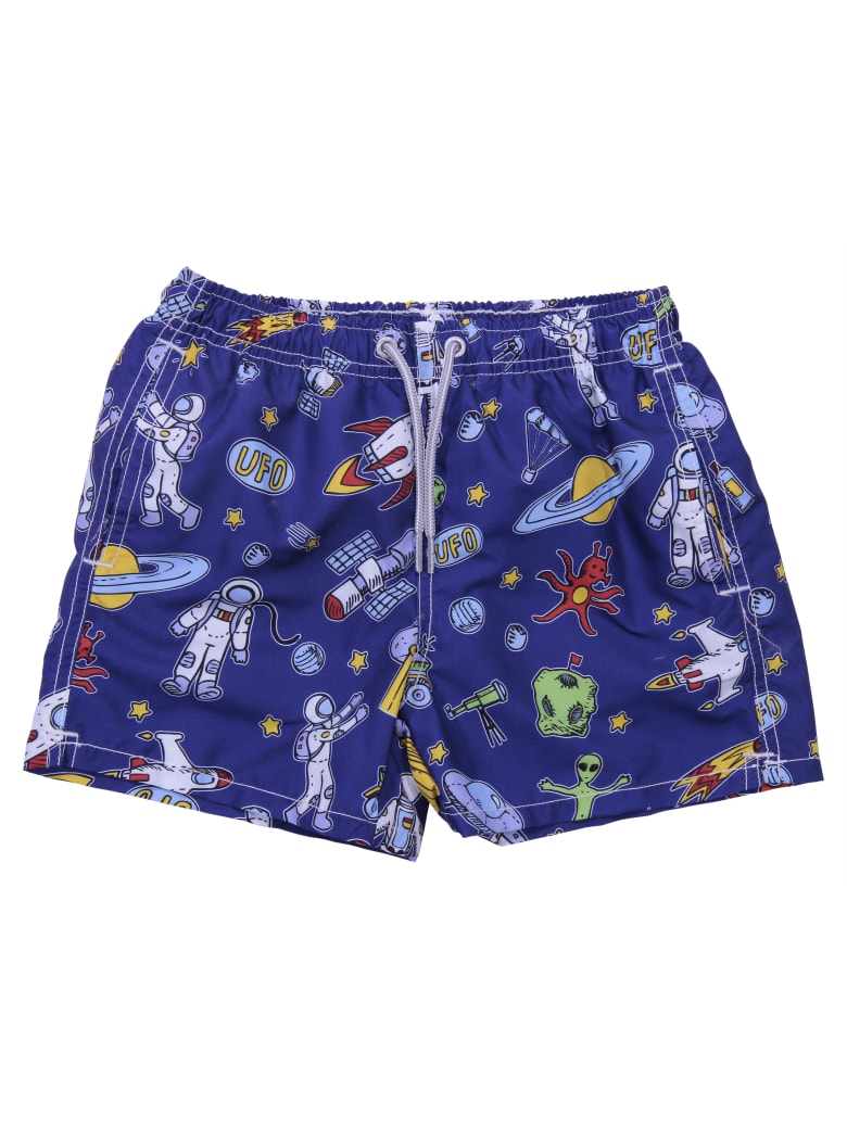 MC2 Saint Barth MC2 Saint Barth Ufo Print Blue Nylon Swim Shorts - Blu ...