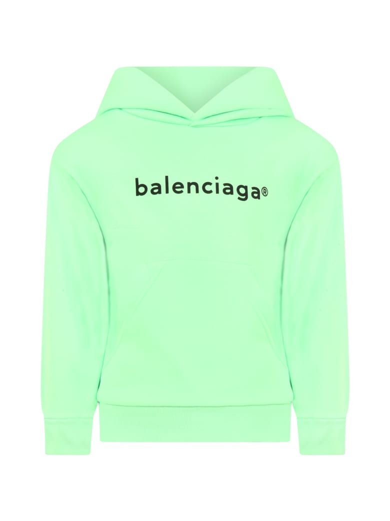 Balenciaga Neon Green Sweatshirt For Kids With Logo - Green