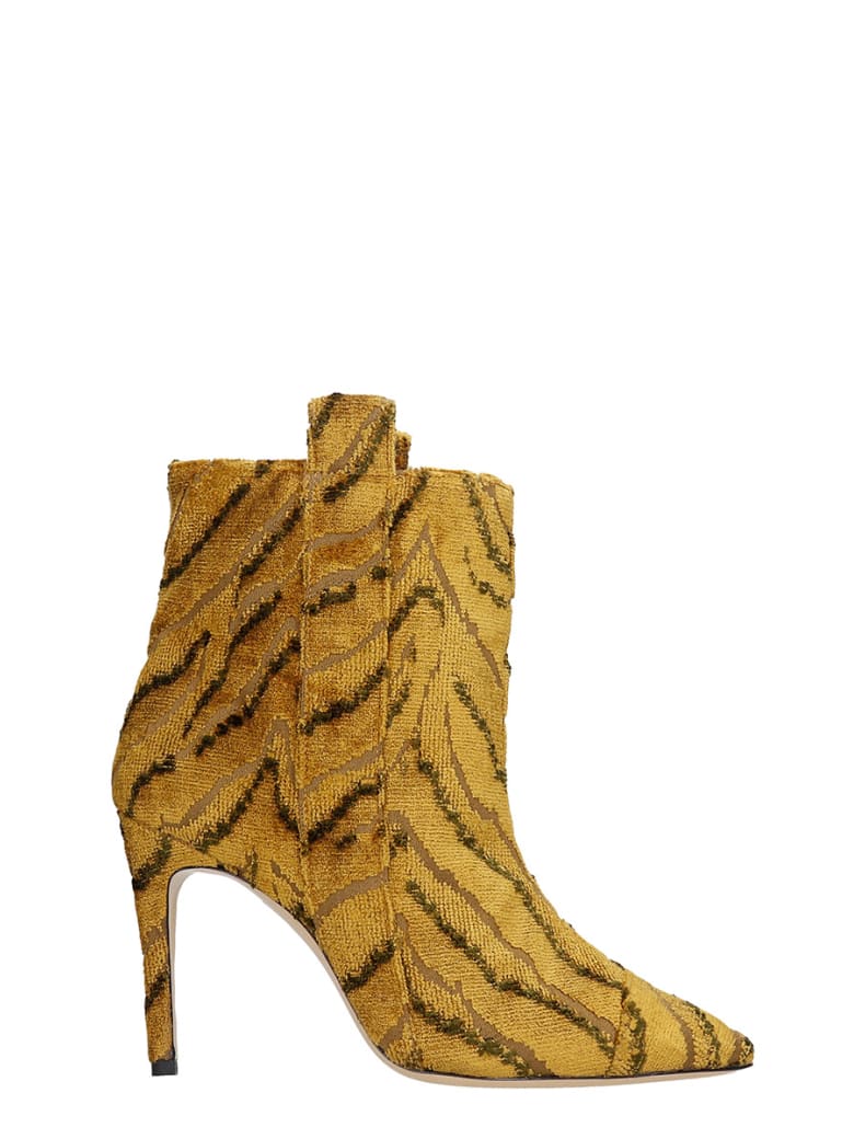 Bams High Heels Ankle Boots In Yellow Fabric - yellow