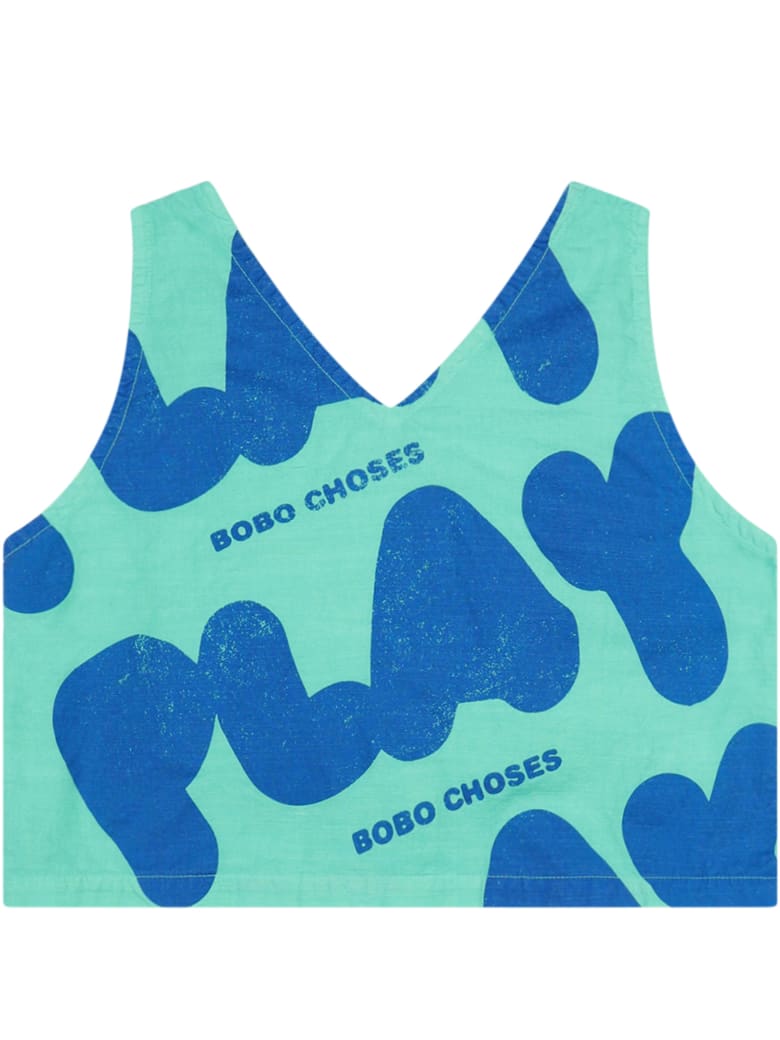 Bobo Choses Green Top For Girl With Logos - Green