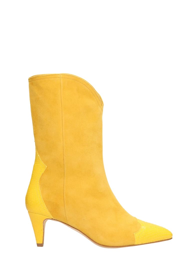 yellow suede ankle boots
