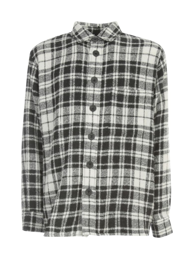 Destin Surl Worker Grant Fleecy Checked Shirt - Bianco Nero