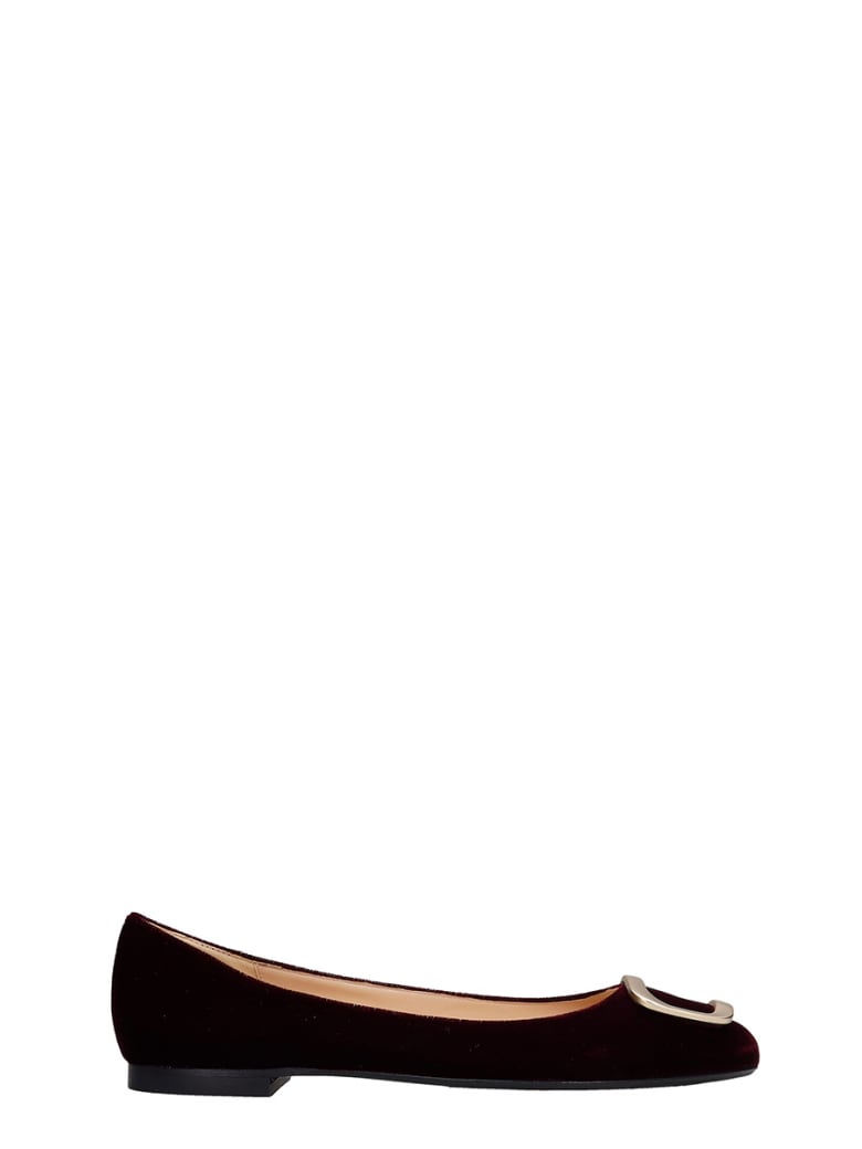 Fabio Rusconi Ballet Flats In Bordeaux Velvet - bordeaux