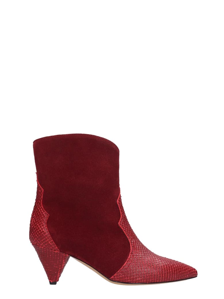 red suede ankle boots