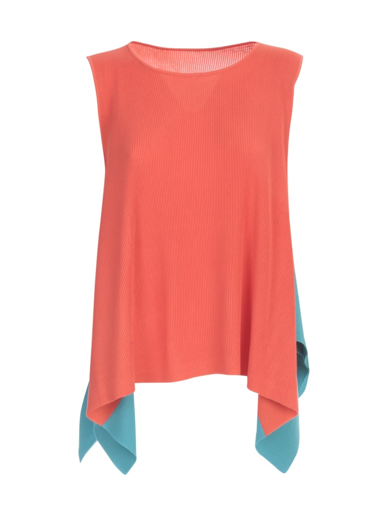 Pleats Please Issey Miyake Misk Knit Sleeveless Sweater - Orange Blue