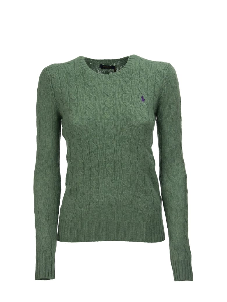Ralph Lauren Cable Wool Crewneck Jumper - Green Heather