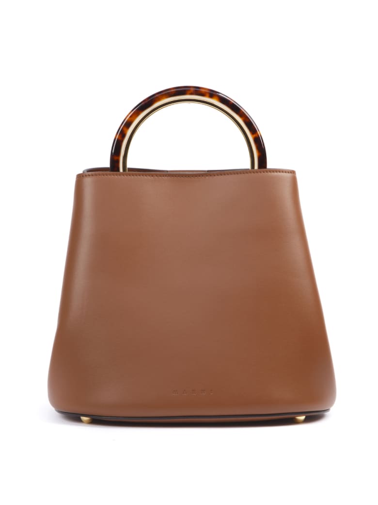 Marni Pannier Bag In Brown Leather - Sienna