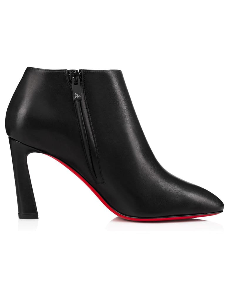Christian Louboutin Black Leather Eleonor 85 Ankle Boots - BLACK