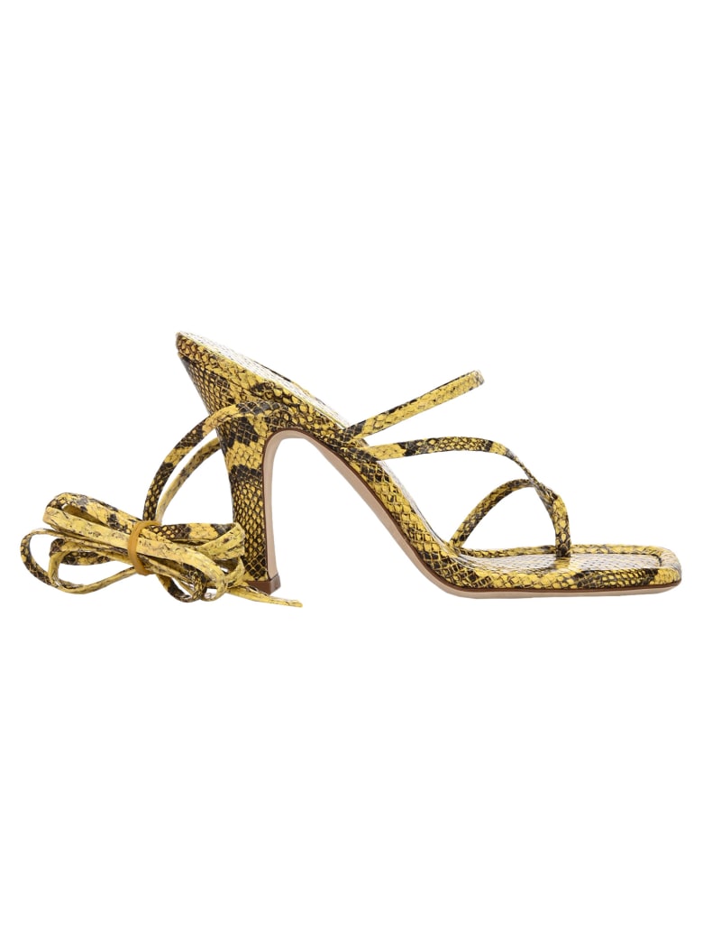Paris Texas Snake Print Sandals - LEMON