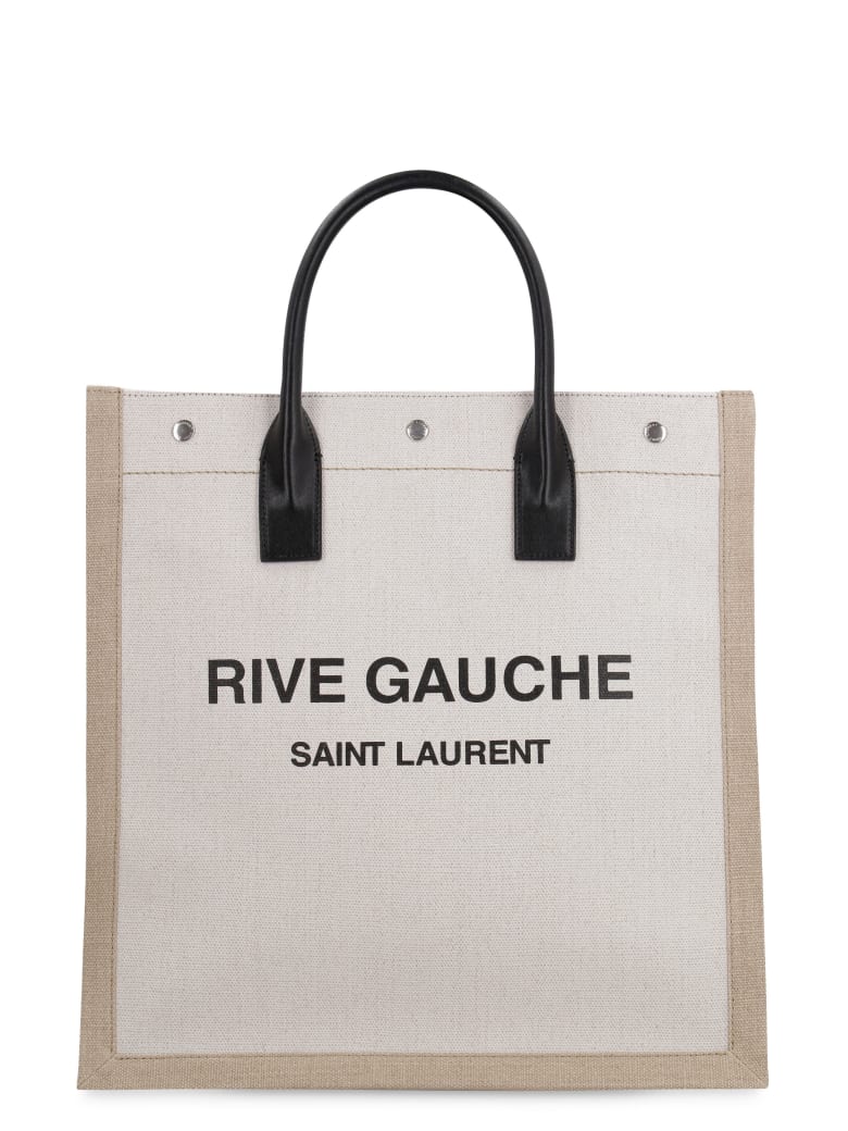 Saint Laurent Rive Gauche Canvas Tote Bag - Beige