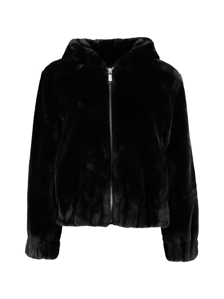 michael kors black faux fur coat