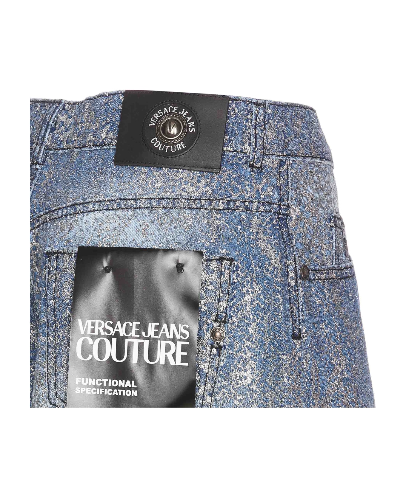 Versace Jeans Couture Glitter Animalier Shorts - Blue
