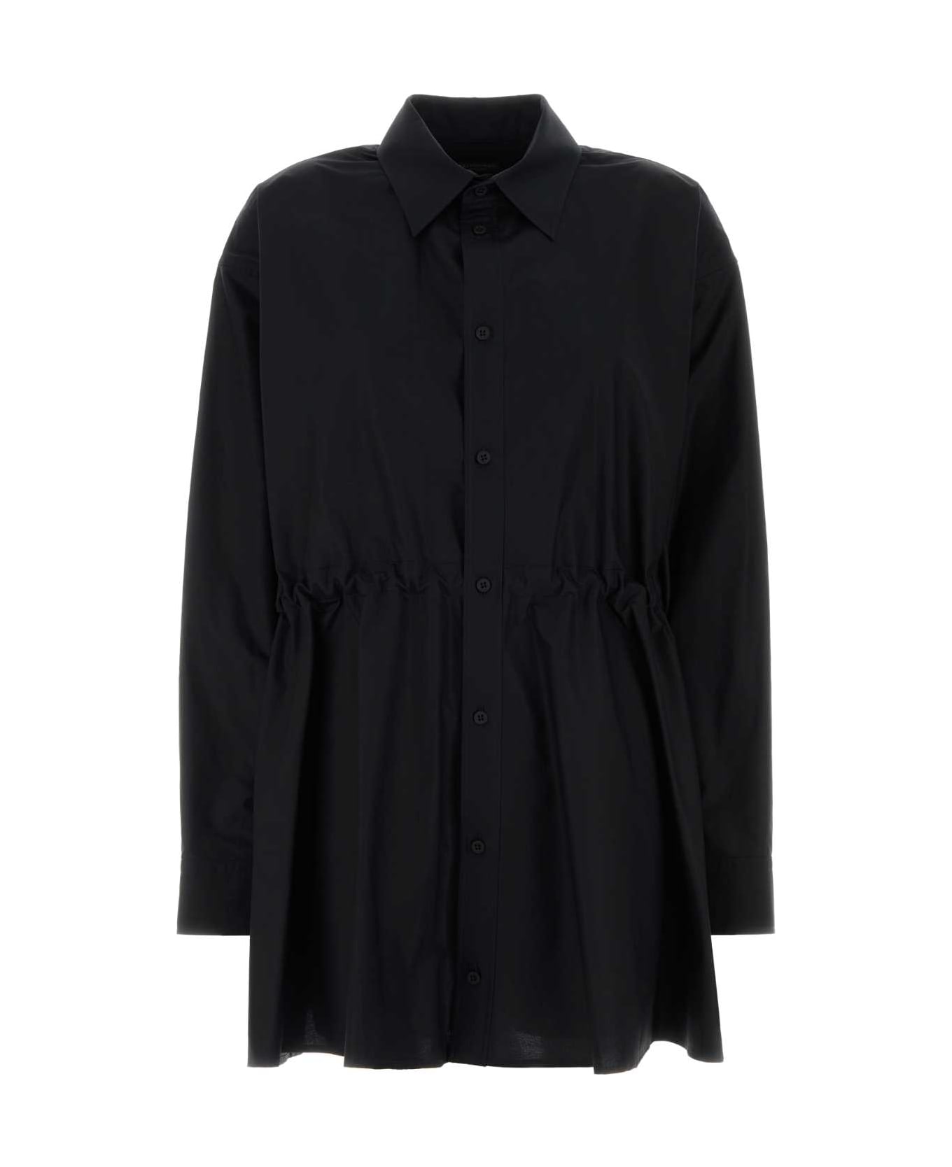 Balenciaga Black Poplin Shirt Dress - BLACK
