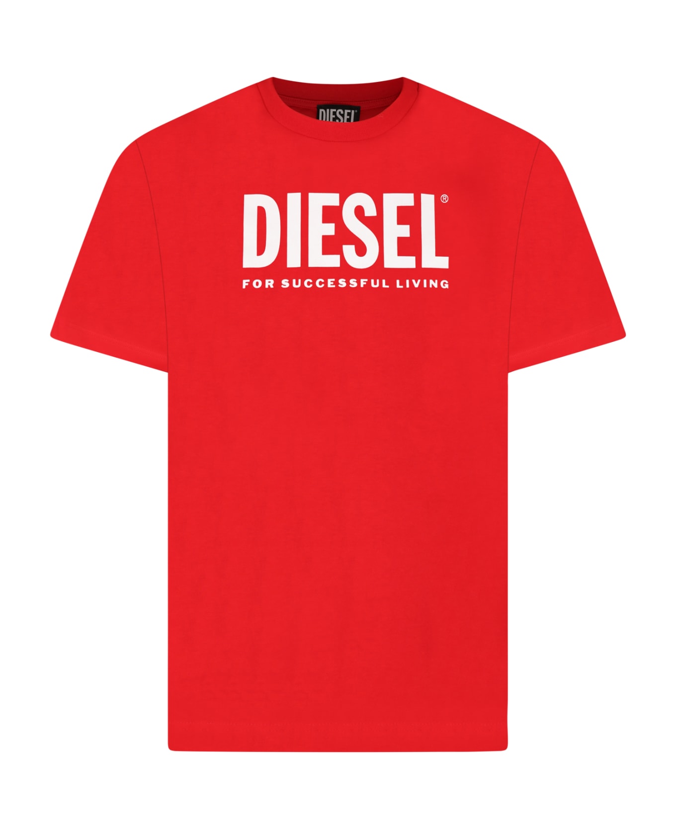 Diesel Red Dress For Girl With Logo - Pink