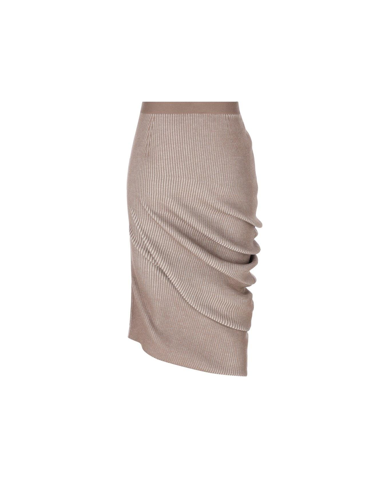 Fendi Asymmetric Draped Ribbed Skirt - Grey スカート
