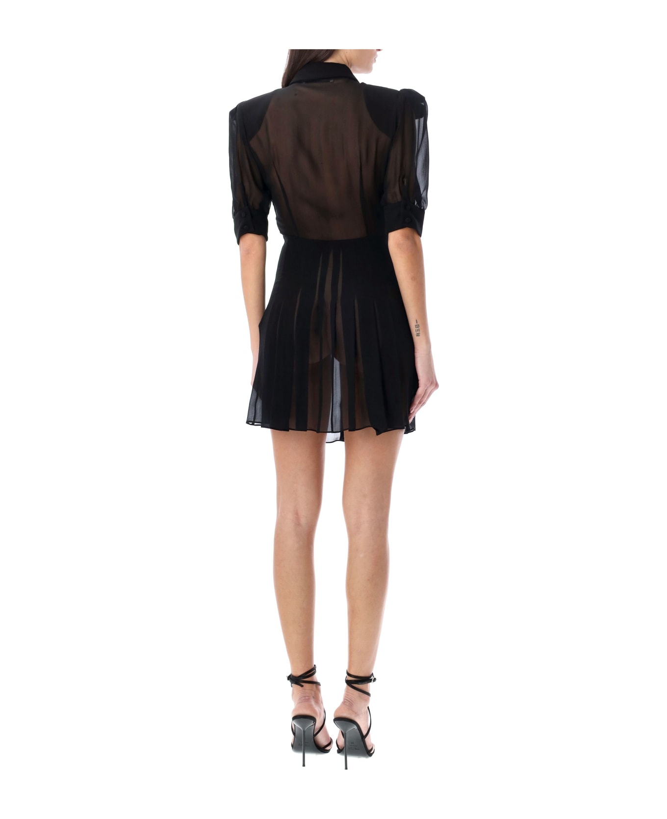 Alessandra Rich Pleated Mini Dress - BLACK