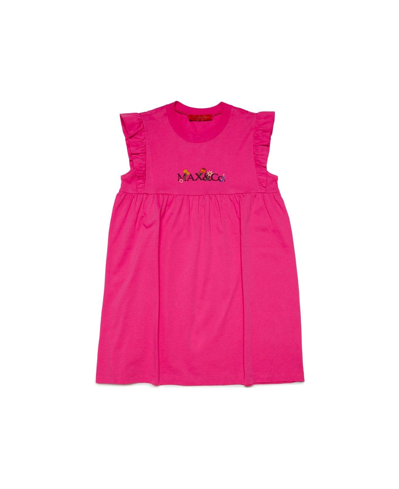Max&Co. Kids Logo-embroidered Ruffle Detailed Dress - Red ワンピース＆ドレス