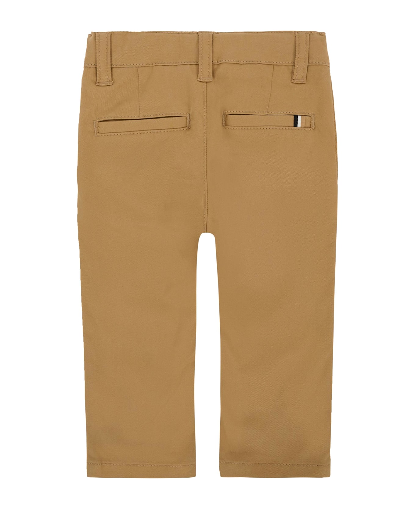 Hugo Boss Beige Trousers For Baby Boy With Logo Patch - Beige