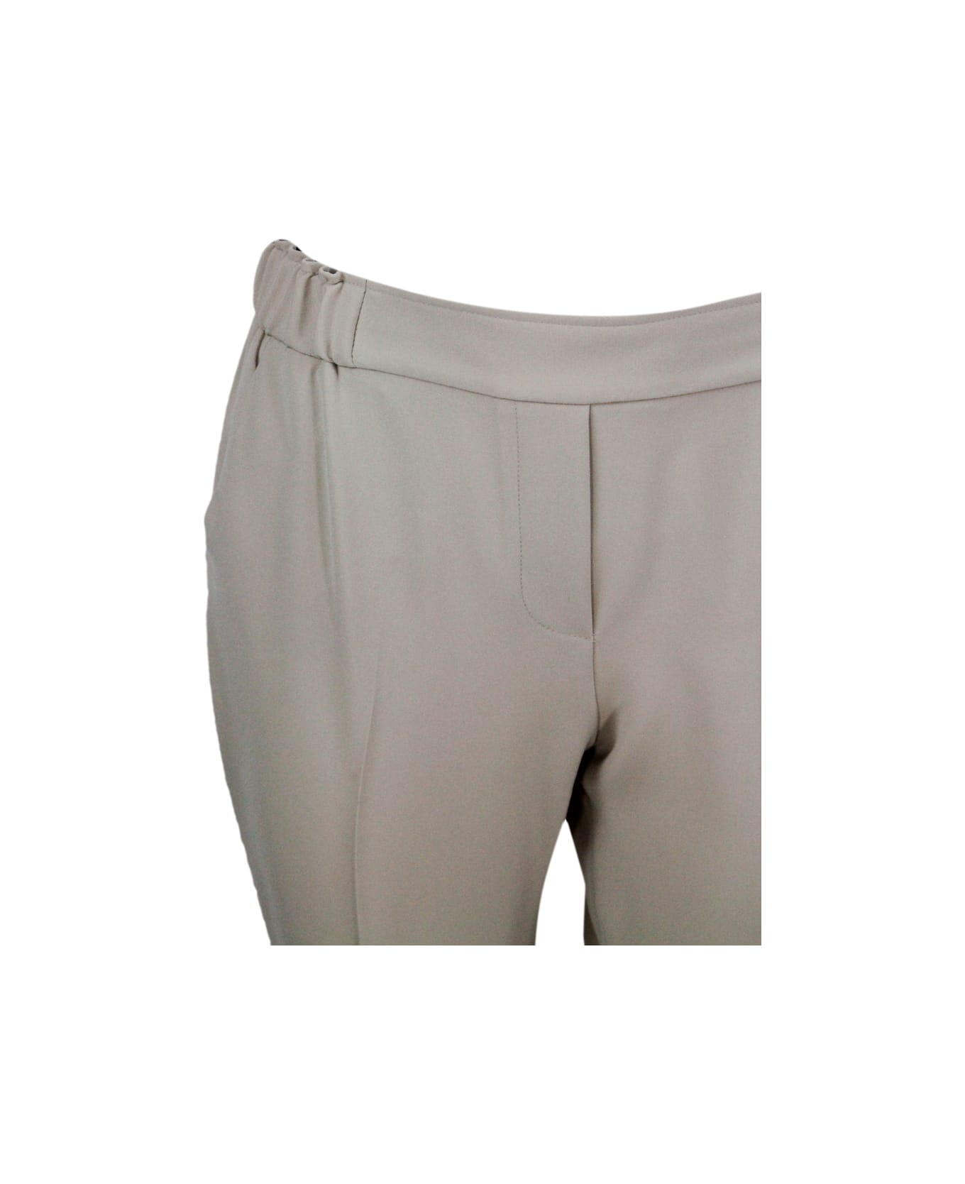 Antonelli Jogging Trousers With Elastic Waist And Welt Pockets With A Cigarette Fit - Beige
