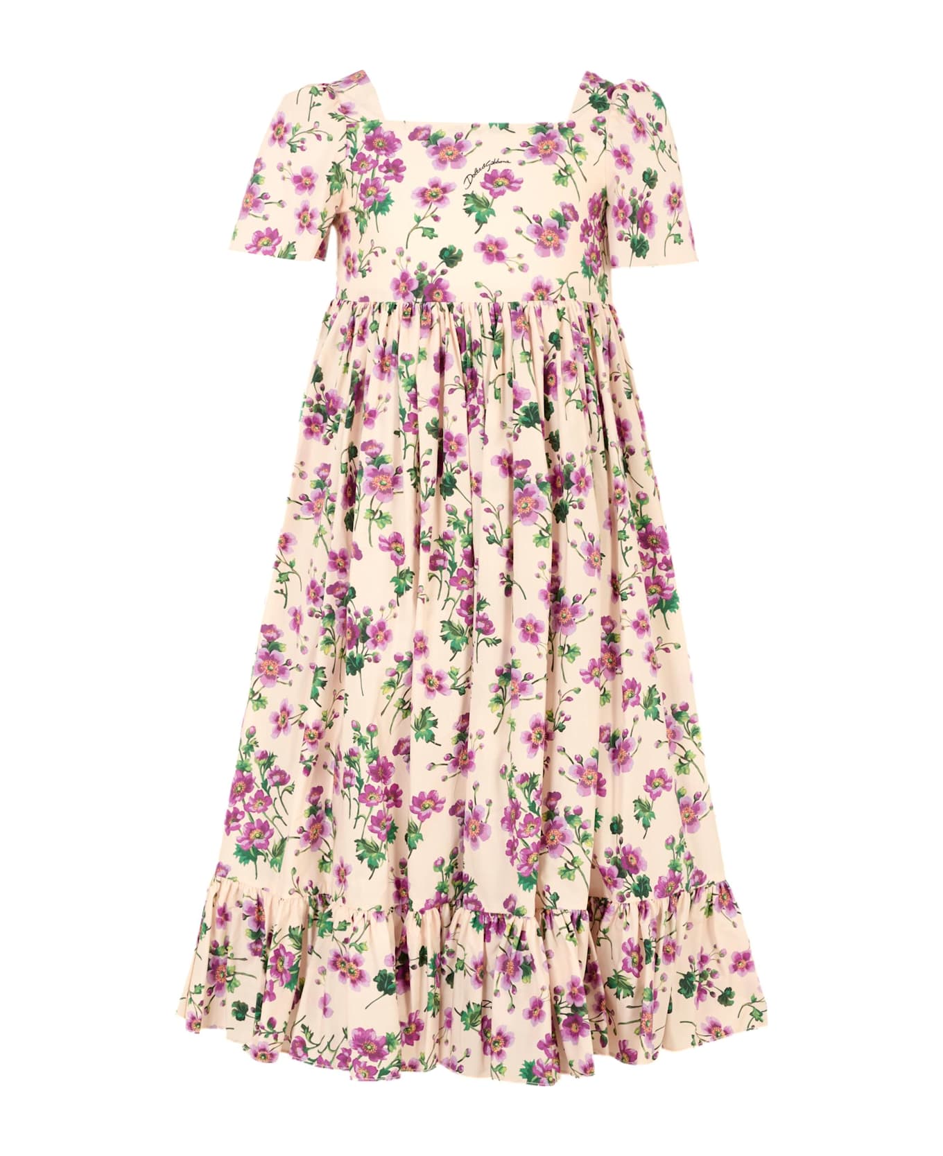 Dolce 
Gabbana Pink Dress For Girl With Flowers - Pink