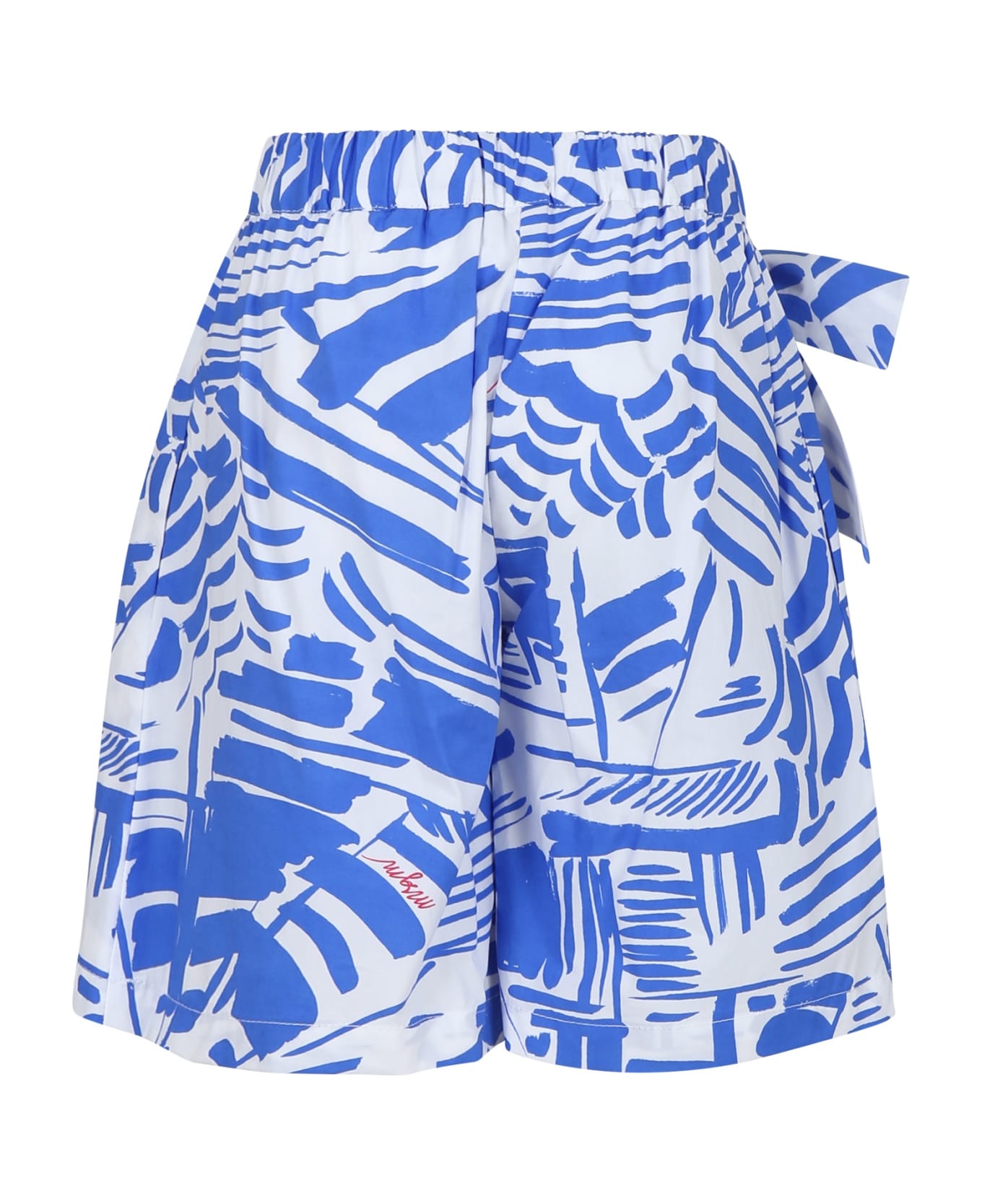 MSGM Blue Short For Girl With Logo - Blue