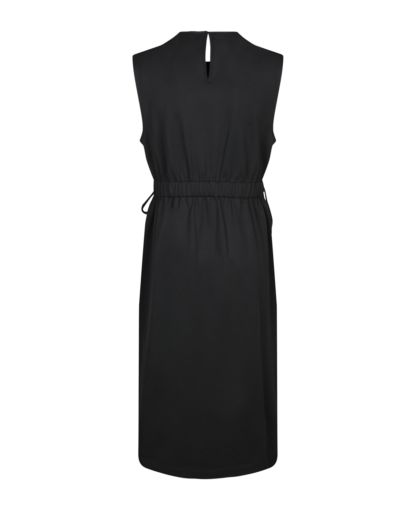 Moncler Black Nylon Jersey Midi Dress - Black