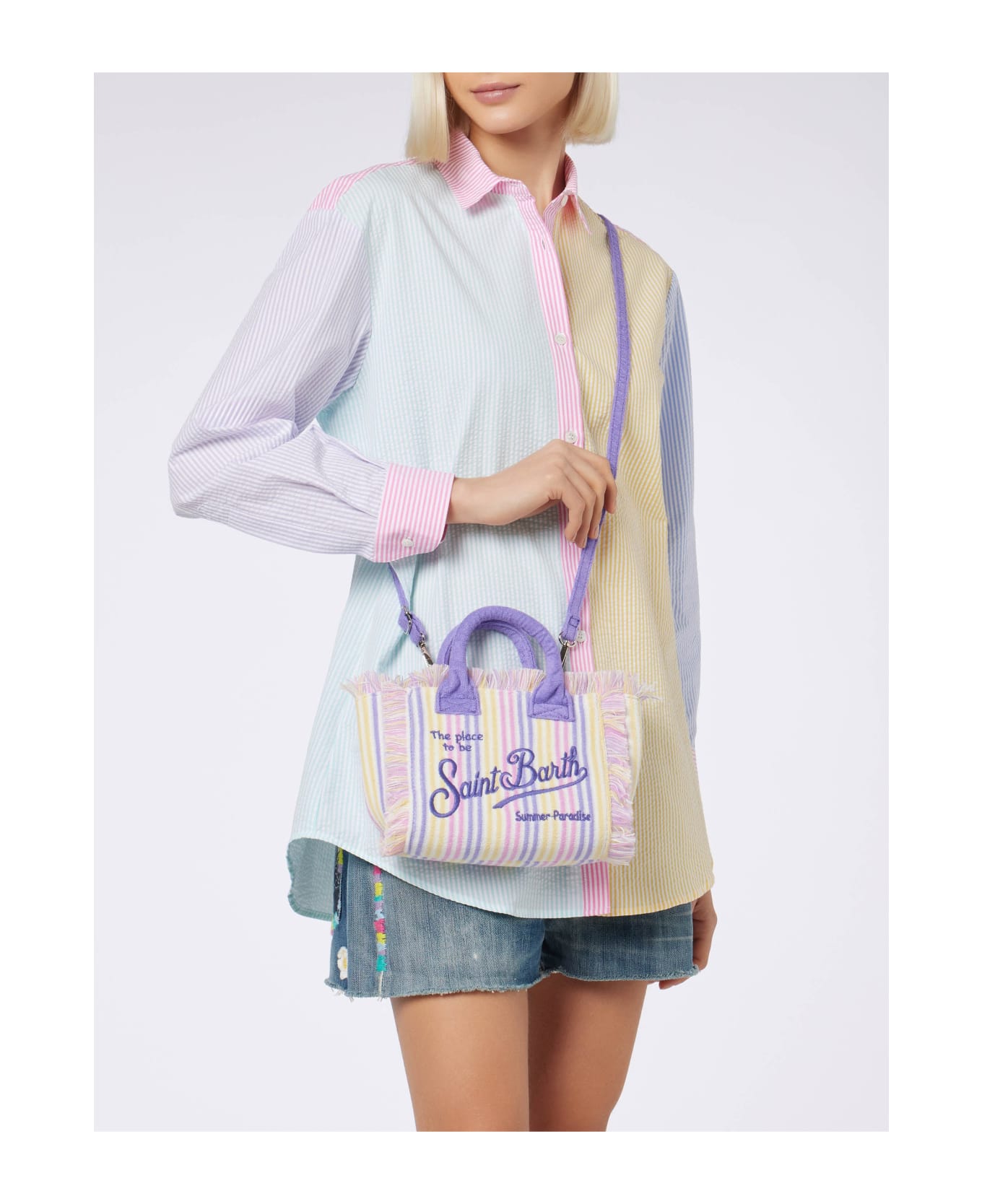 MC2 Saint Barth Striped Terry Embossed Mini Vanity Bag - RIGATO