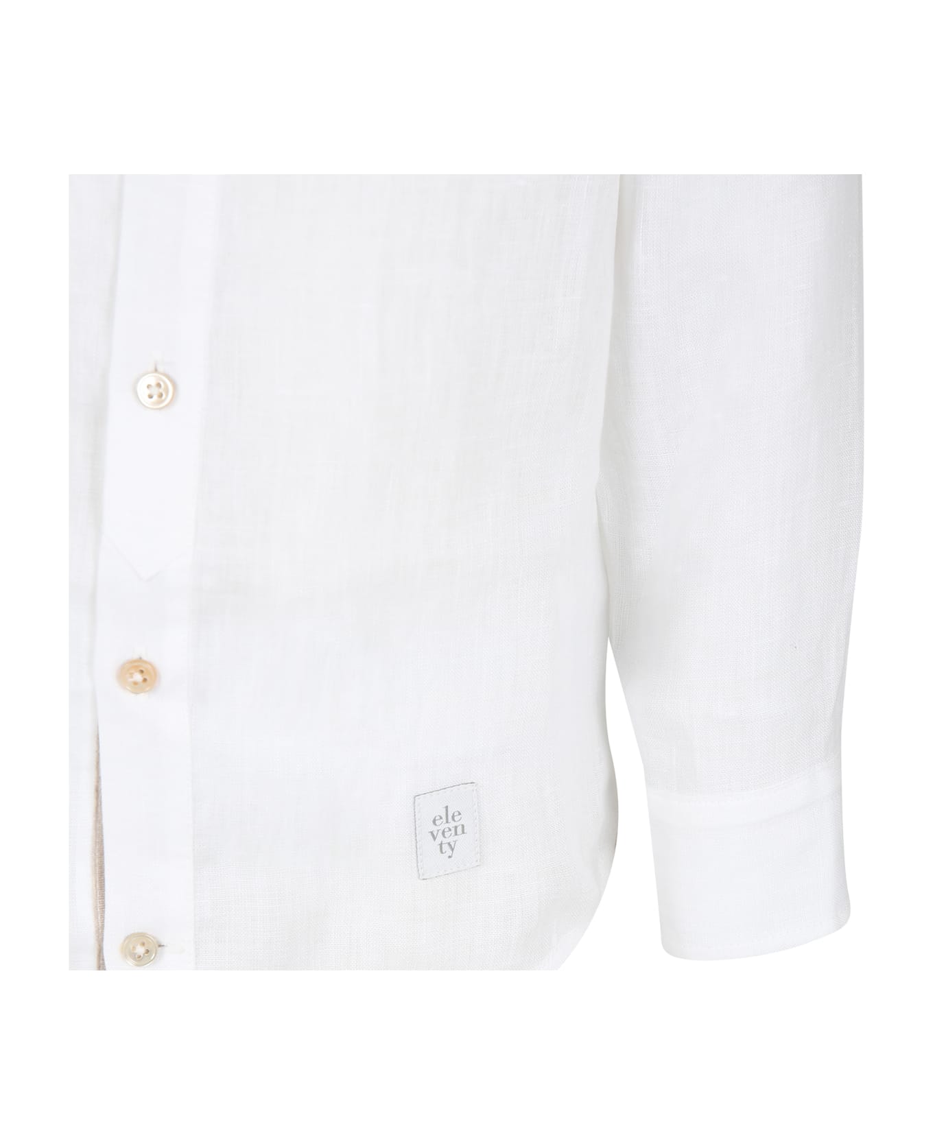 Eleventy White Shirt For Boy With Logo - Ivory