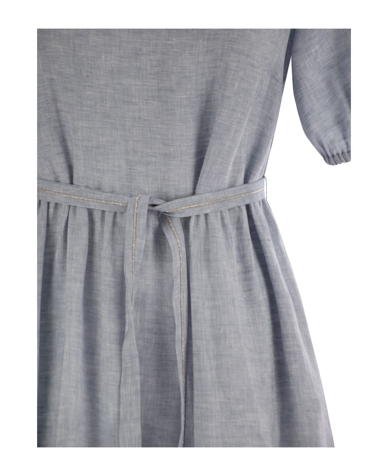 Peserico Long Dress In Pure Linen - Light Blue ワンピース＆ドレス
