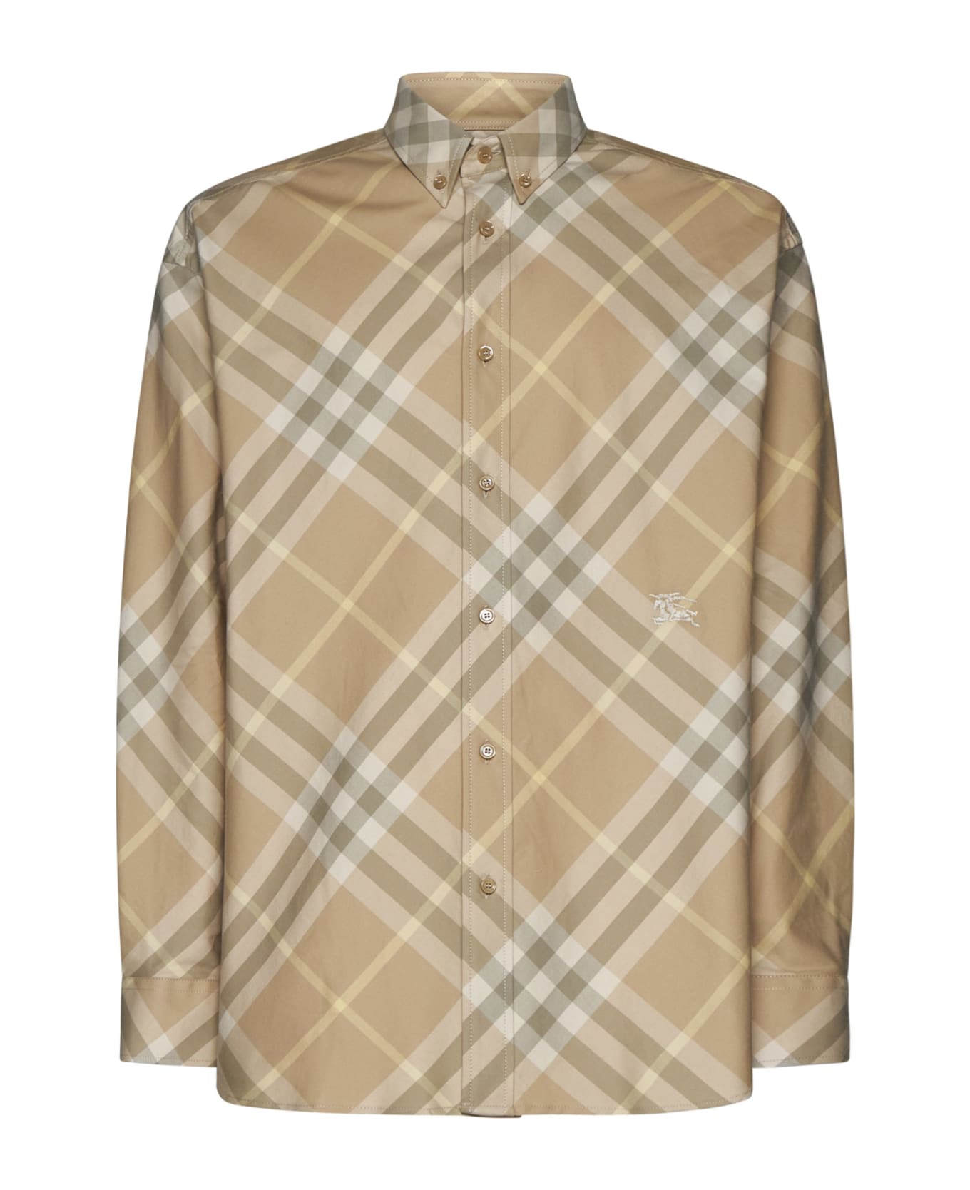 Burberry Check Cotton Shirt - Beige