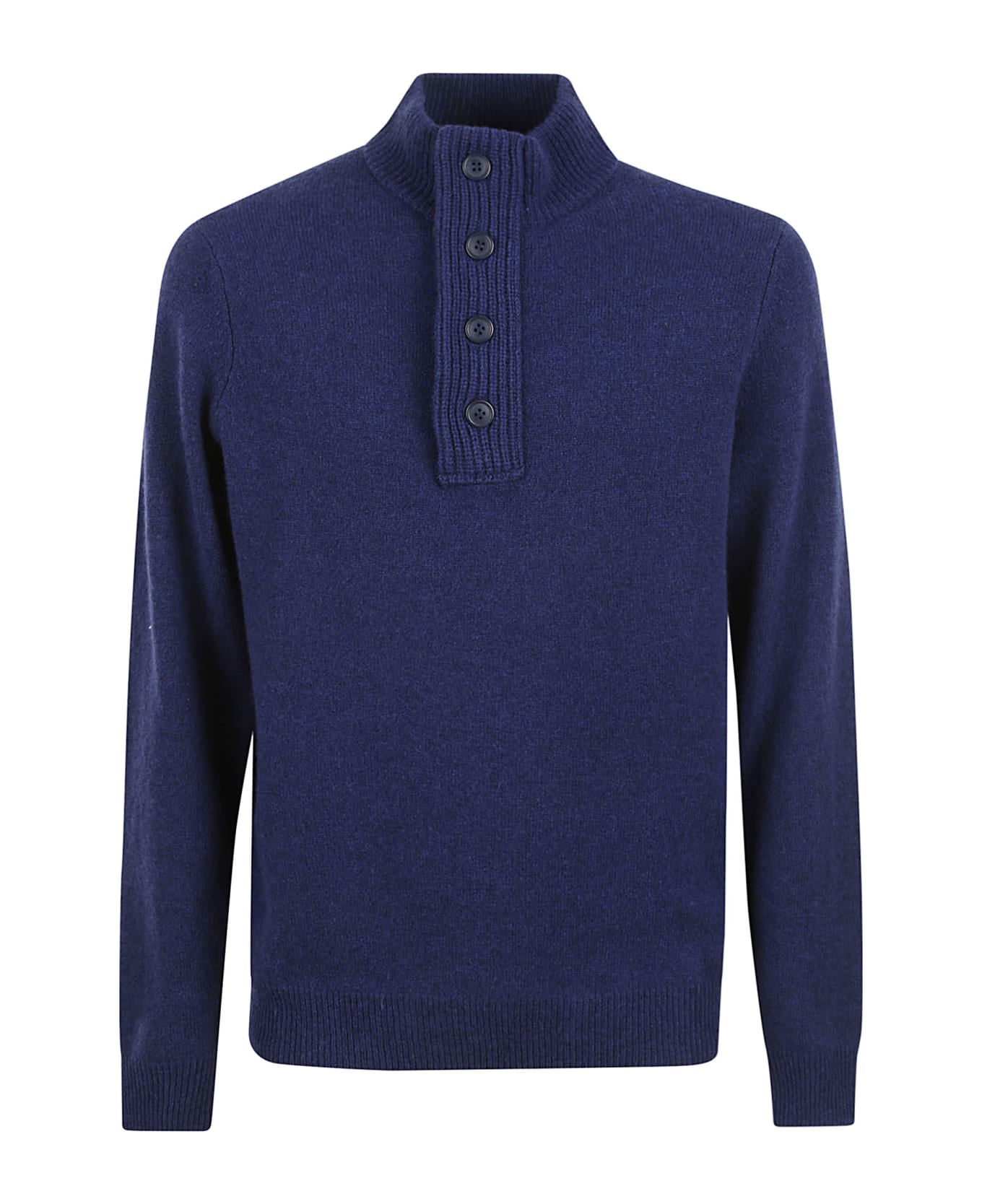 Barbour Patched Half Zip Polo Sweater - Deep Blue