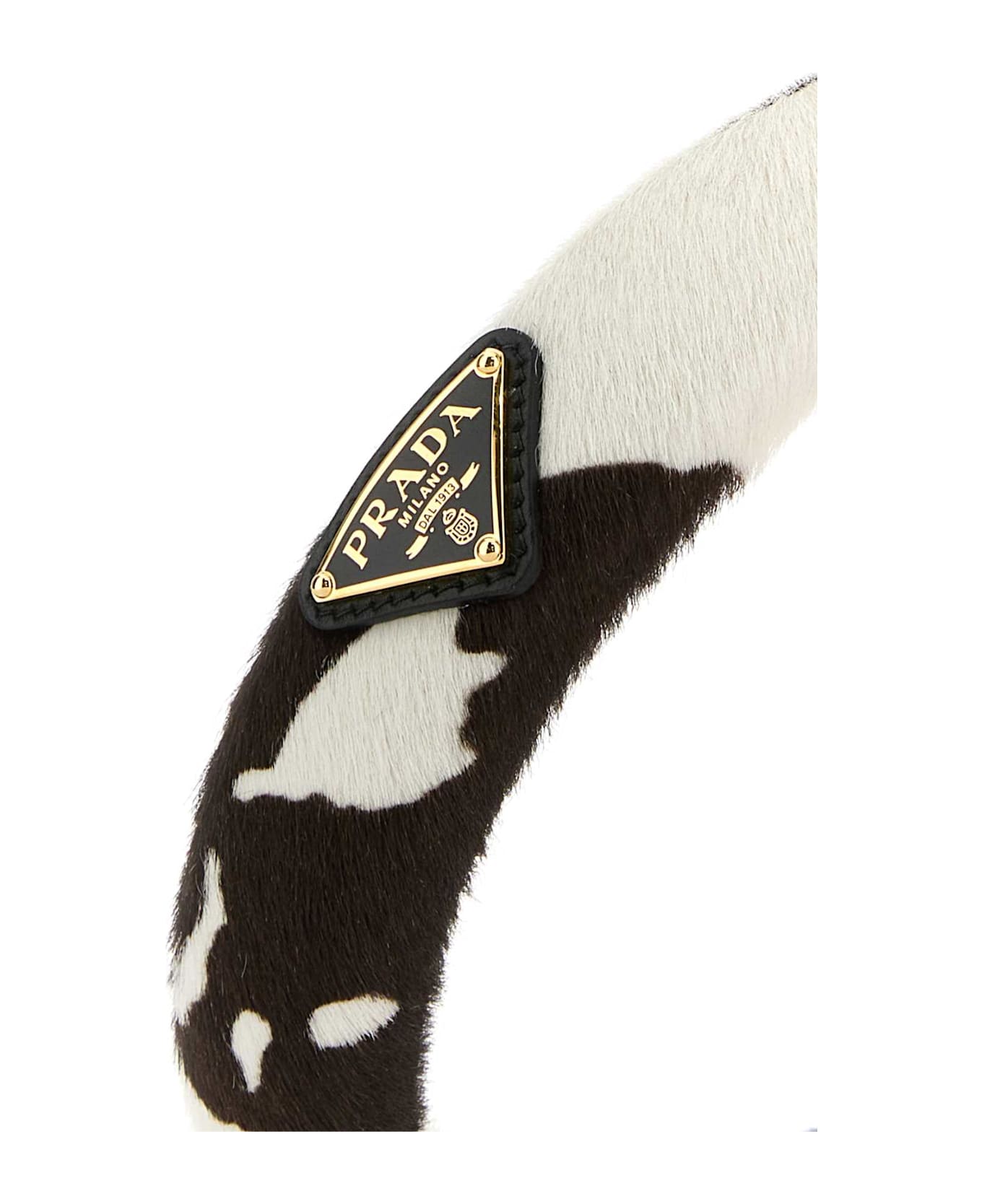 Prada Printed Calf Hair Headband - BIANCO/MORO