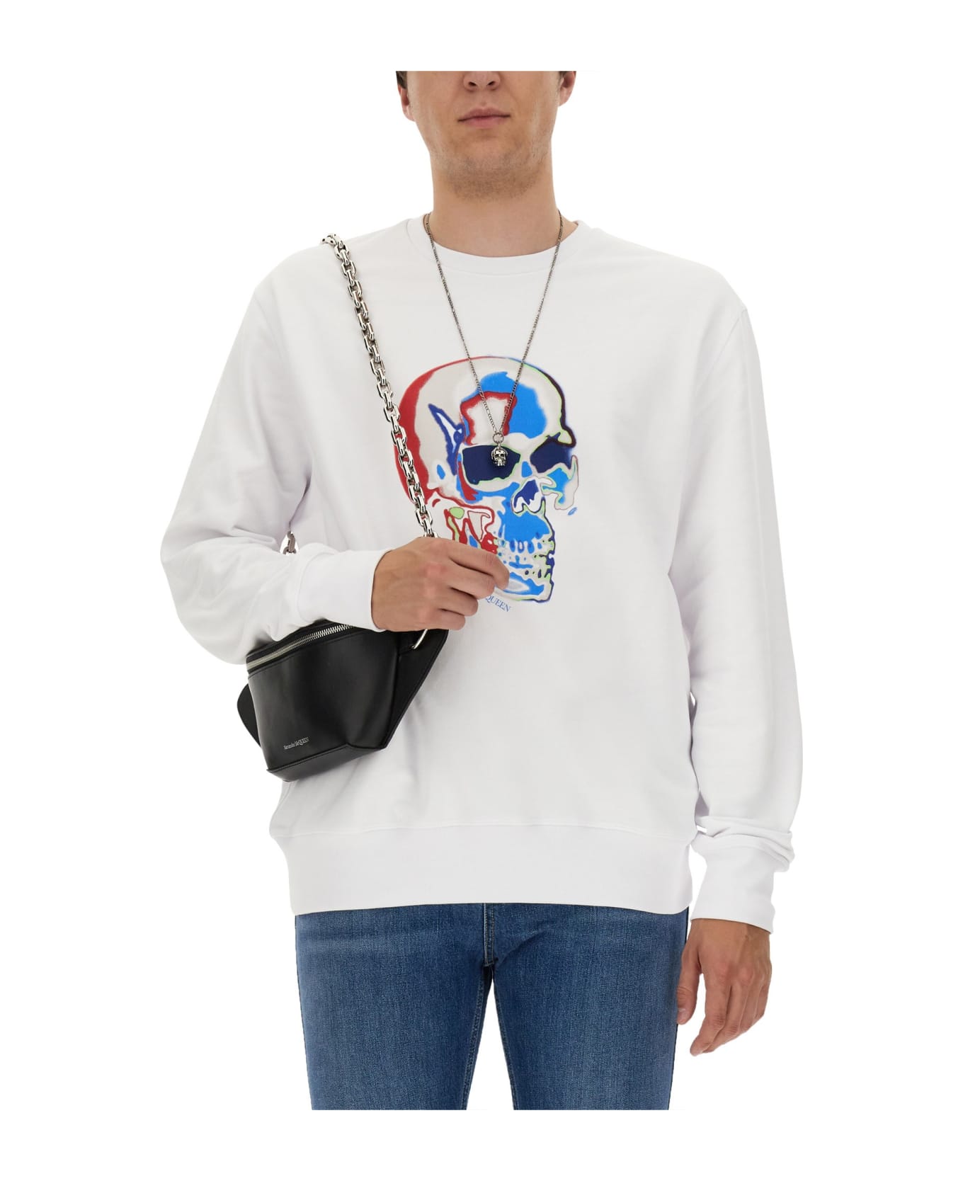 Alexander McQueen Skull Print Cotton Sweatshirt - BIANCO