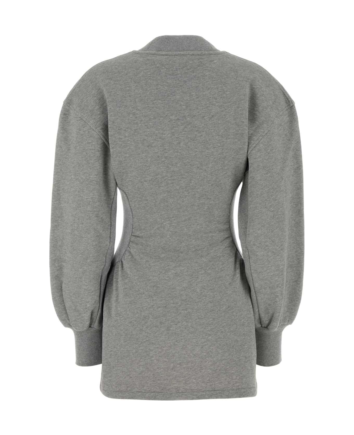 The Attico Grey Cotton Mini Sweatshirt Dress - MELANGE GREY