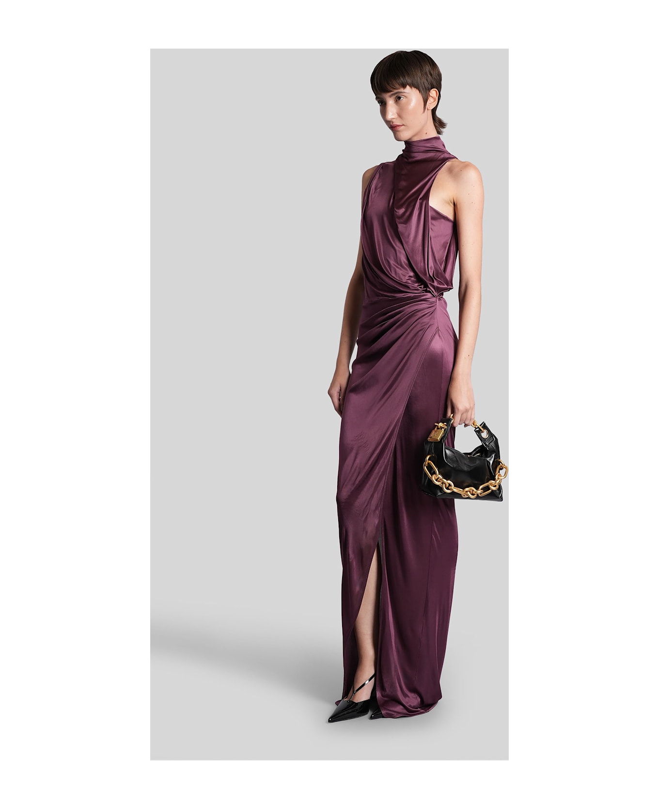 Balmain Long Dress In Viola Viscose - Viola