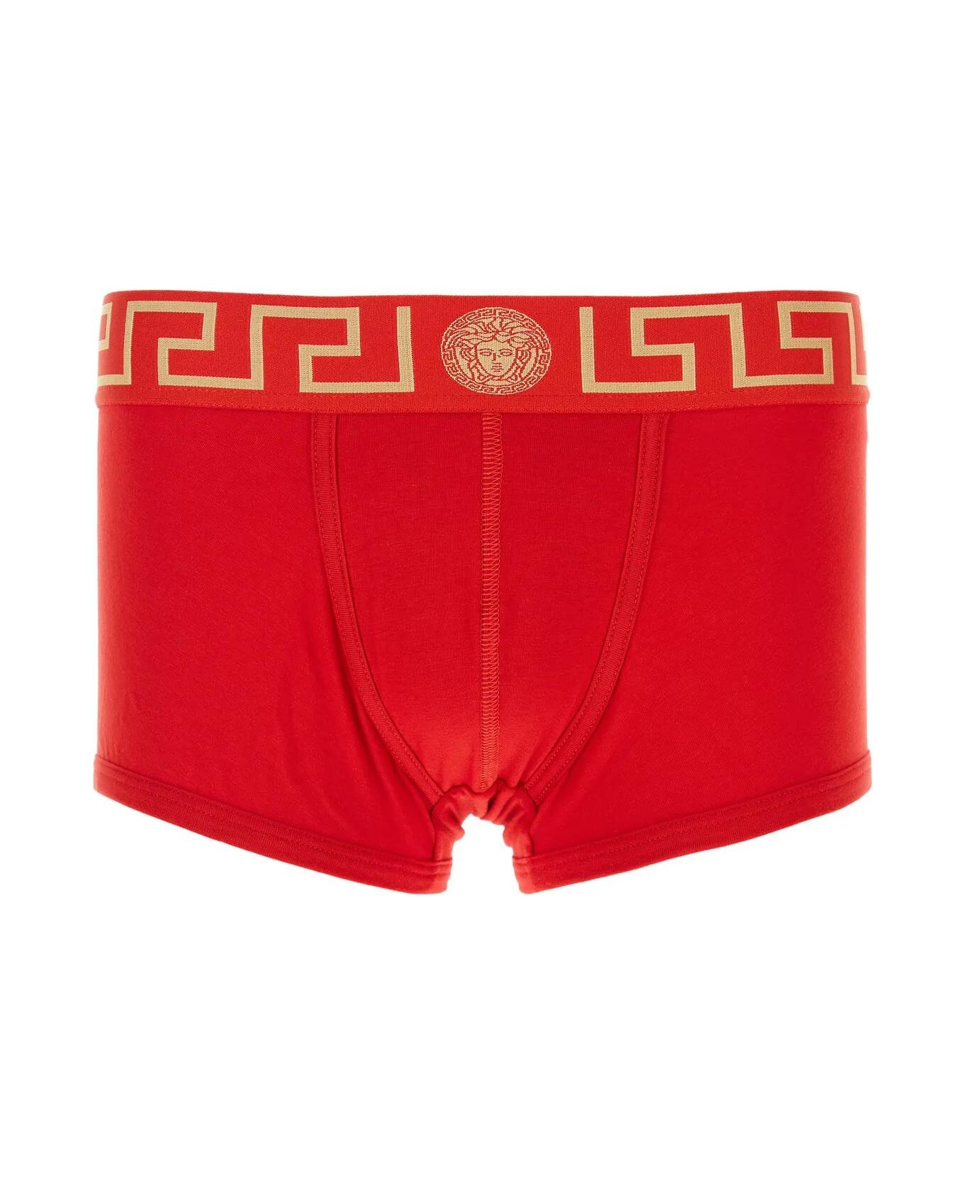 Versace Red Stretch Cotton Boxer - RED