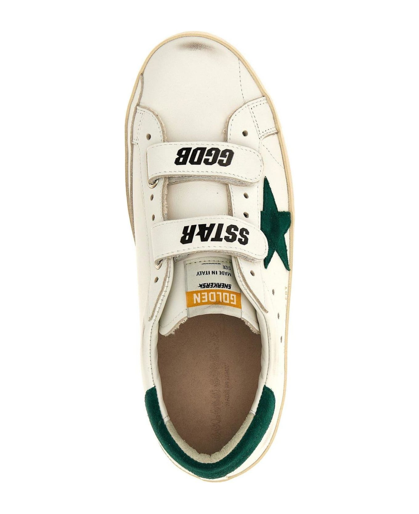 Golden Goose Old School Star Patch Sneakers - WHITE/GREEN