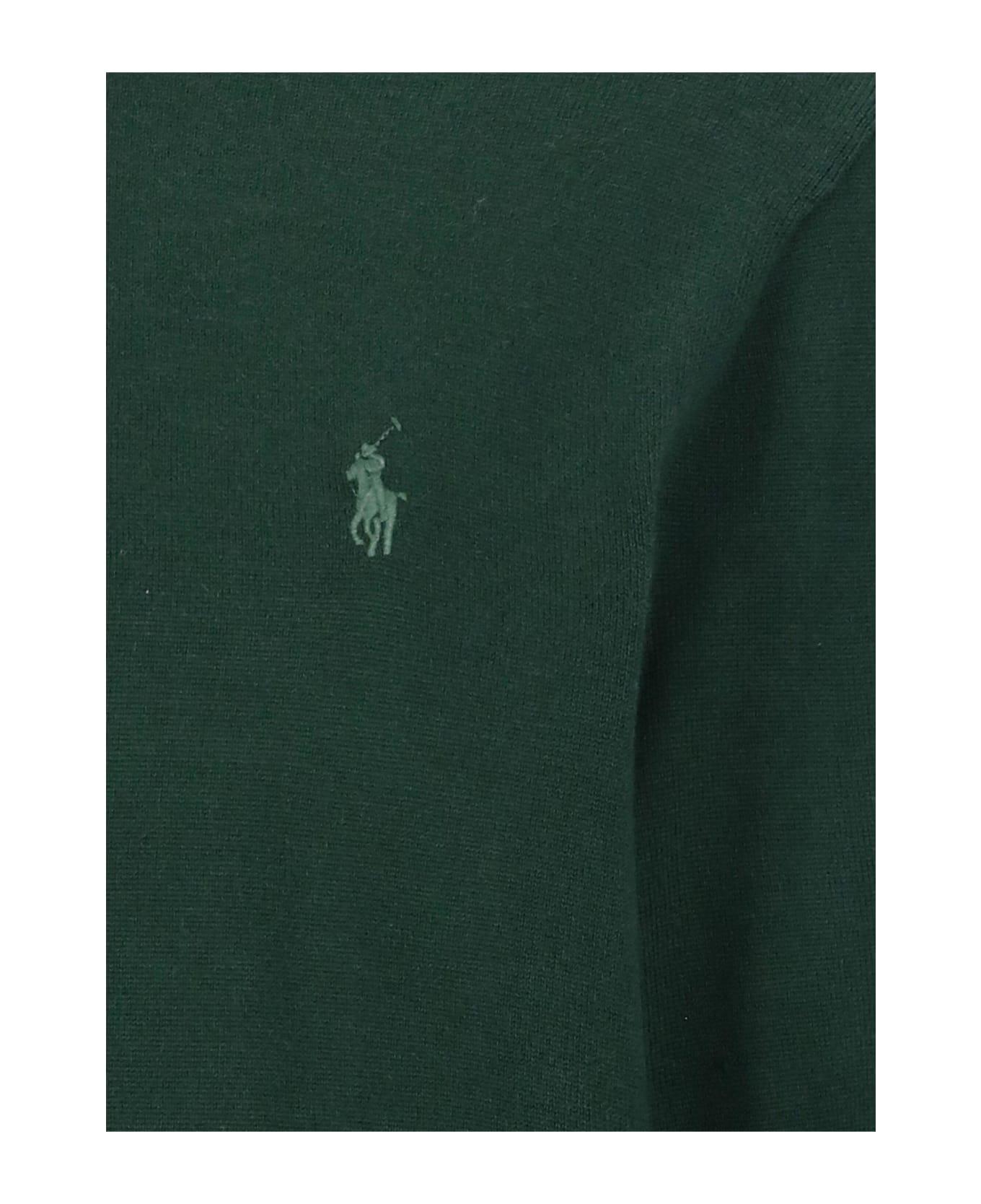 Ralph Lauren Logo Embroidered Knit Jumper - Moss Agate