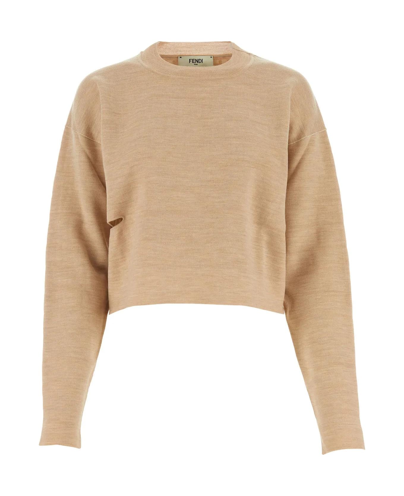 Fendi Beige Wool Blend Reversible Sweater - Buff