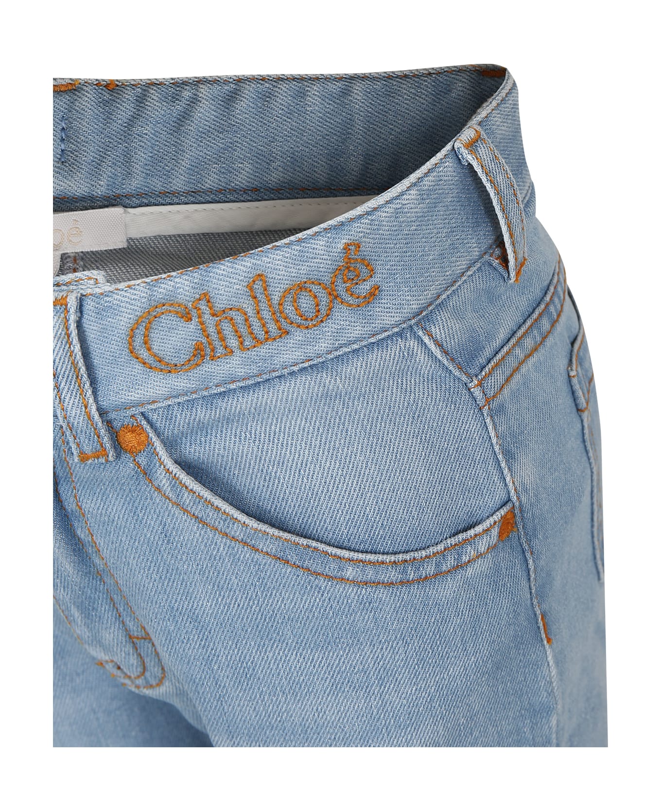 Chloé Denim Jeans For Girl With Logo - Denim