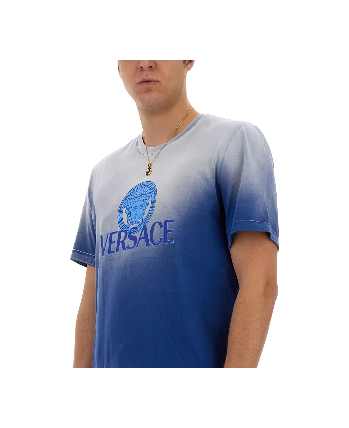Versace T-shirt With Logo - BLUE