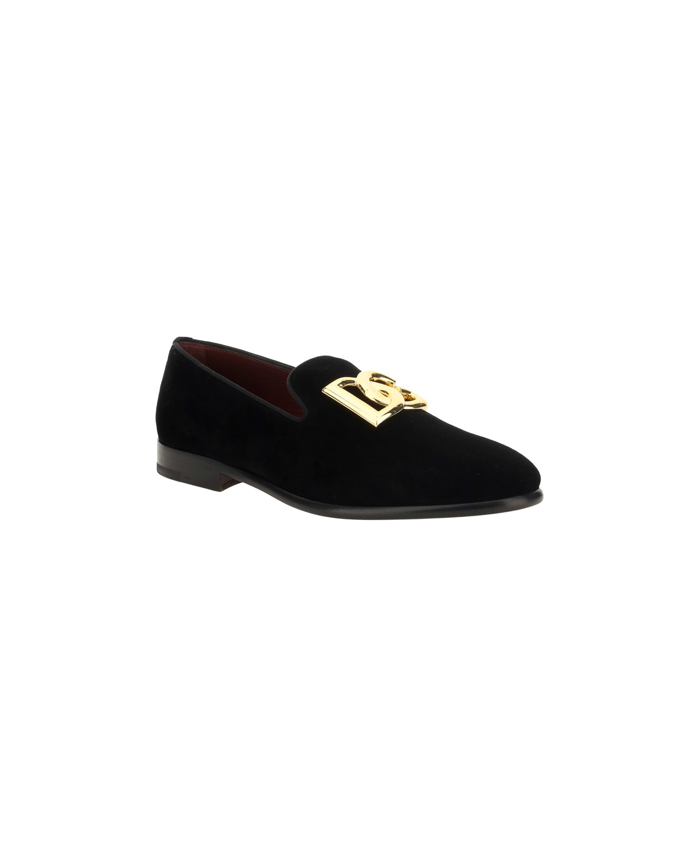 Dolce & Gabbana Dg Logo Plaque Slip-on Loafers - Black