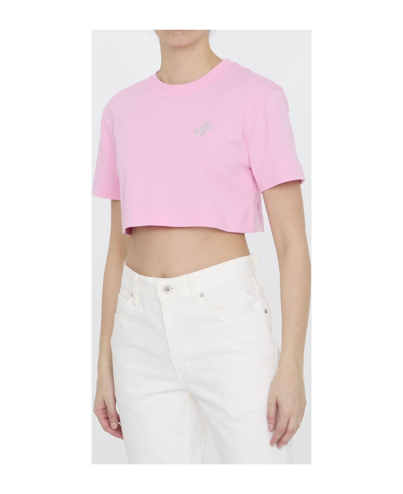 Patou Cropped T-shirt - P Pink Tシャツ