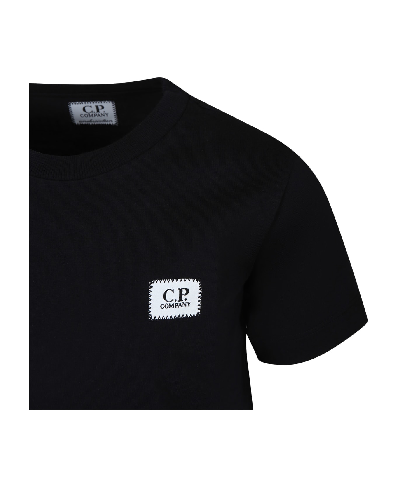 C.P. Company Undersixteen Black T-shirt For Boy With Logo - Black Tシャツ＆ポロシャツ
