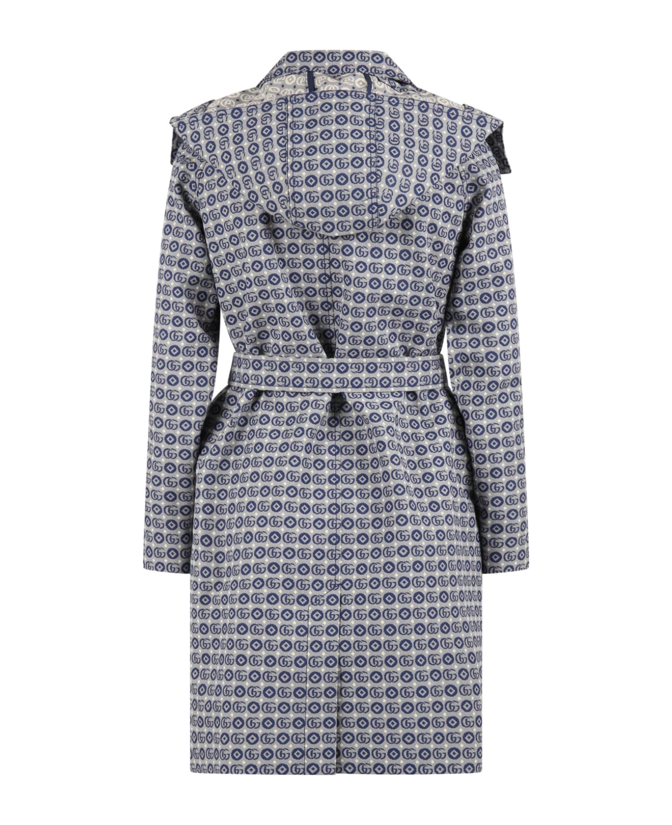 Gucci Blue Coat For Girl With Iconic Gg - Blue