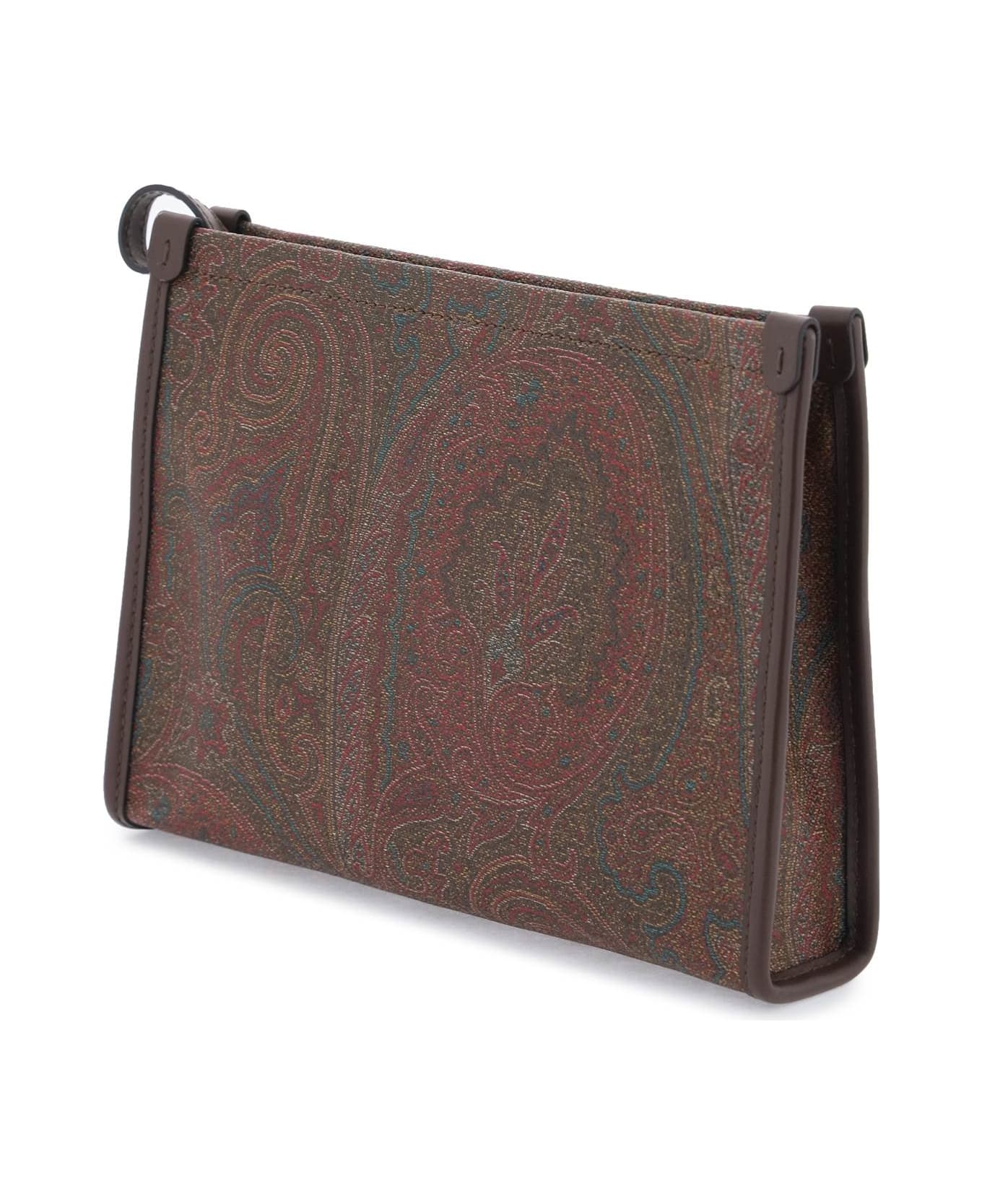 Etro Paisley Pouch With Embroidery - Marrone
