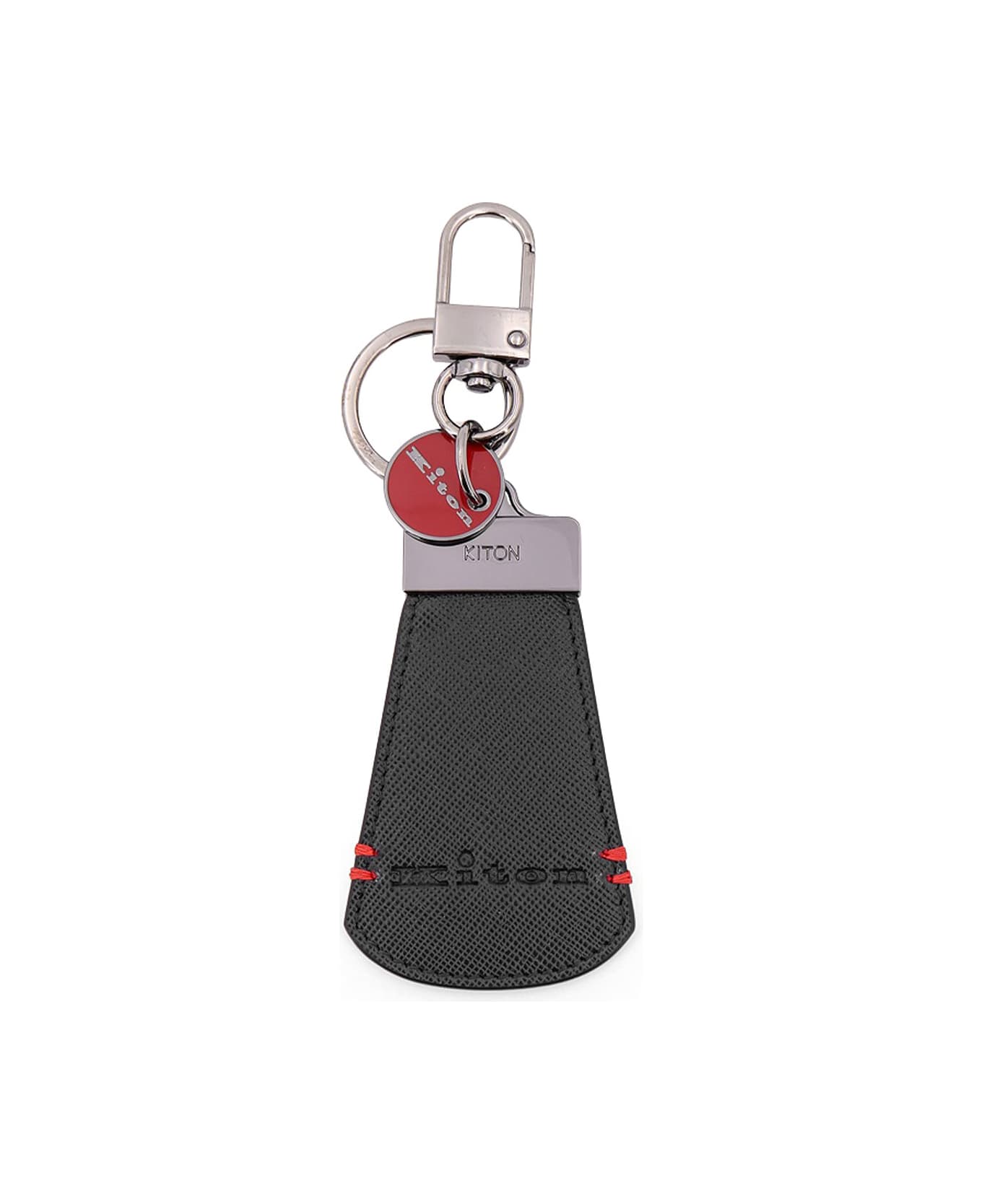 Kiton Leather Key Ring - Black